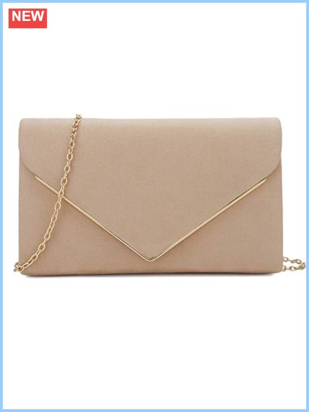 Faux Suede Clutch Bag Metal Binding Evening Purse Wedding Prom Black-Tie